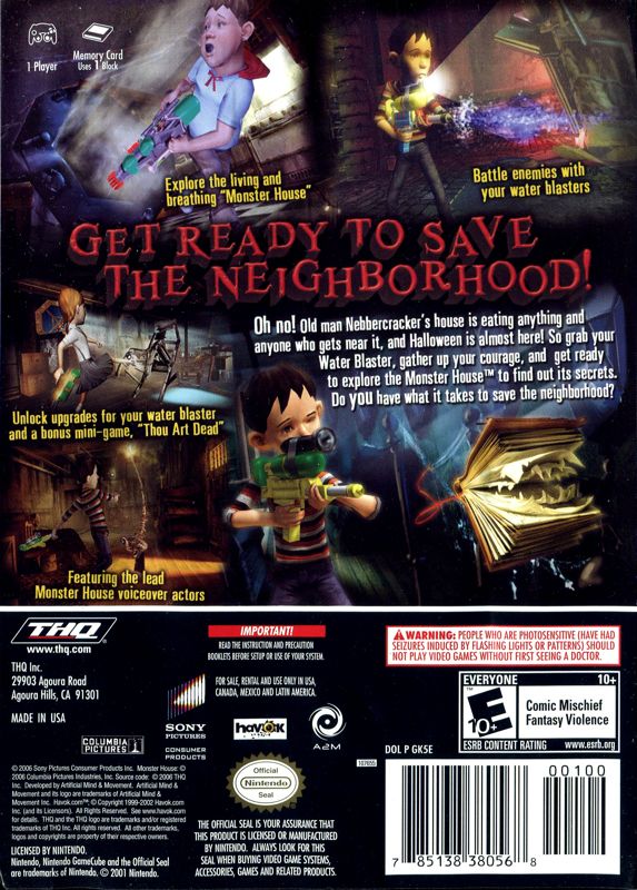 Back Cover for Monster House (GameCube)
