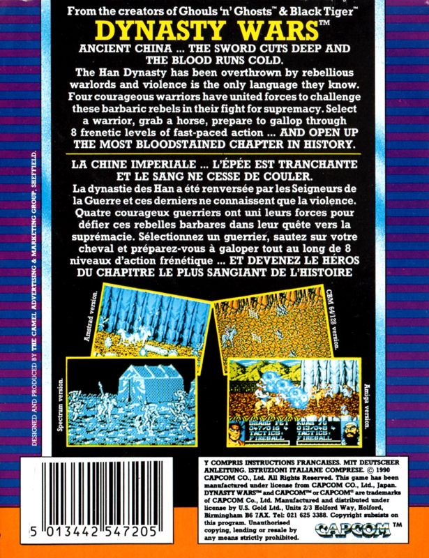 Back Cover for Dynasty Wars (Amstrad CPC)
