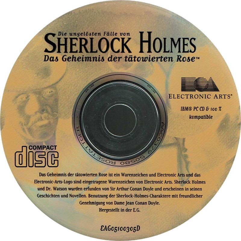 Media for The Lost Files of Sherlock Holmes: Case of the Rose Tattoo (DOS) (EA CD-ROM Classics release - German Manuals )