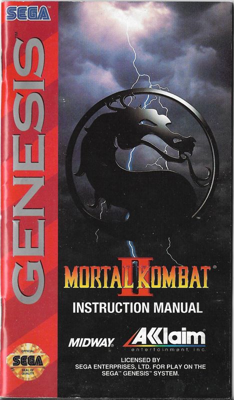Manual for Mortal Kombat II (Genesis): Front