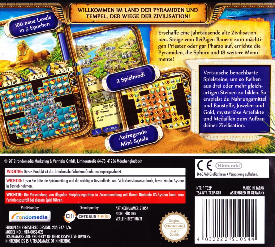 Back Cover for Jewel Master: Cradle of Egypt 2 (Nintendo DS)