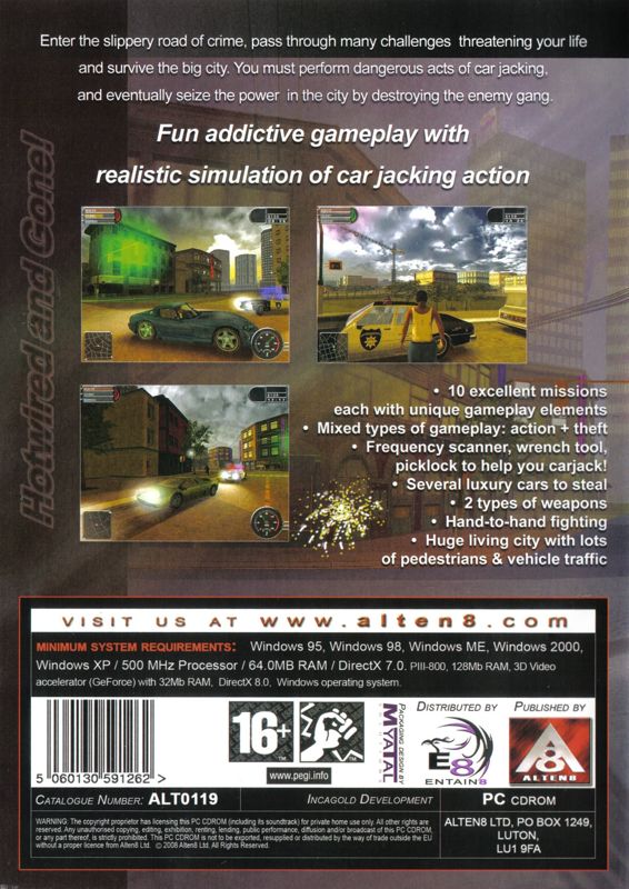 Back Cover for CarJacker: Hotwired and Gone! (Windows)