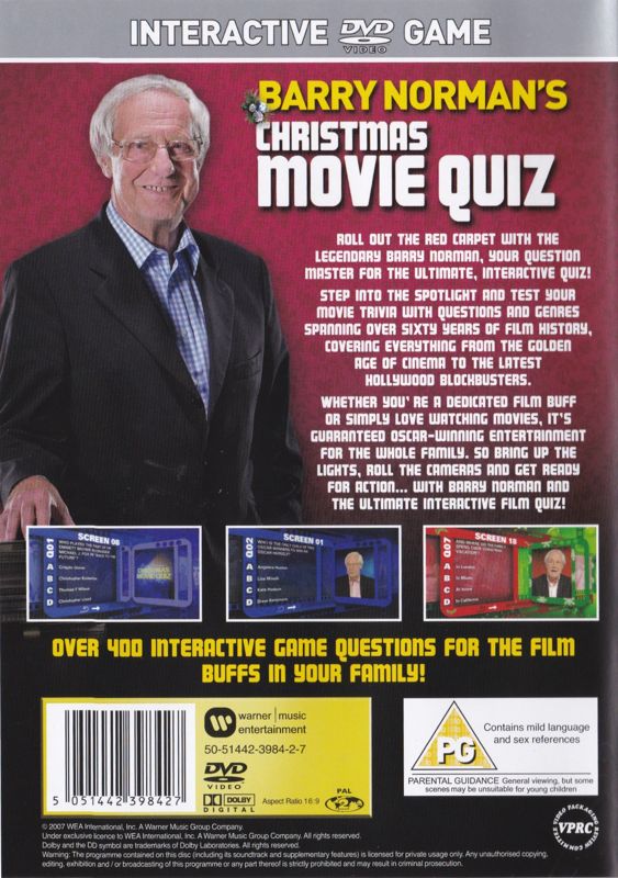 Back Cover for Barry Norman's Christmas Movie Quiz (DVD Player)