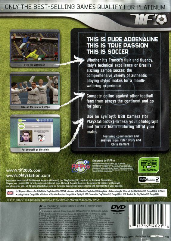 Back Cover for World Tour Soccer 2006 (PlayStation 2) (Plaitnum release)