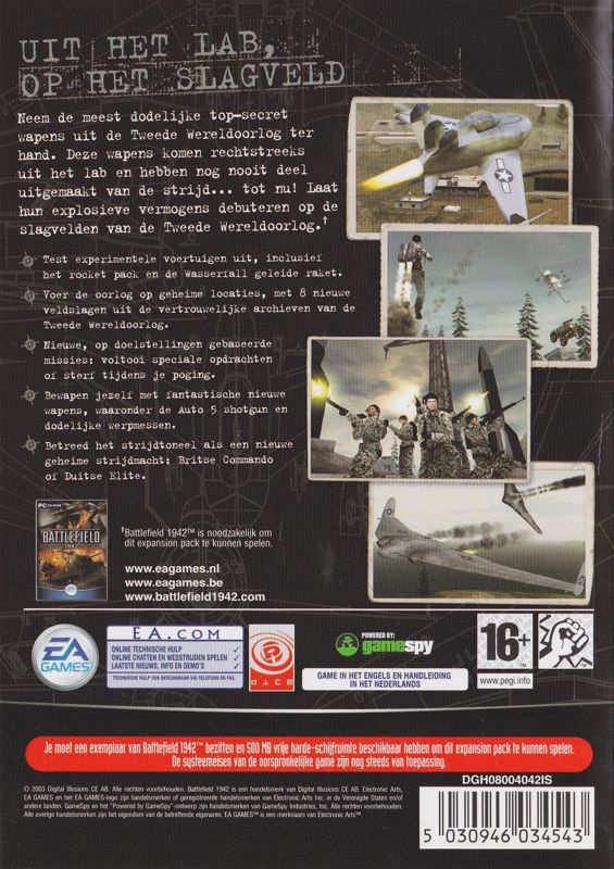 Back Cover for Battlefield 1942: Secret Weapons of WWII (Windows)