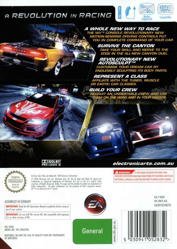 Back Cover for Need for Speed: Carbon (Wii)