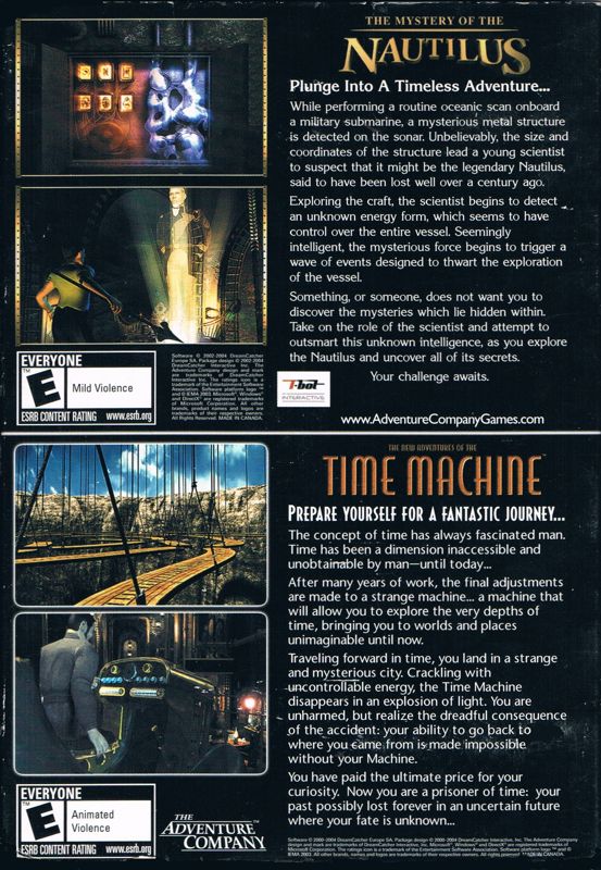 Back Cover for 2 for 1: The Mystery of the Nautilus / The New Adventures of the Time Machine (Windows)