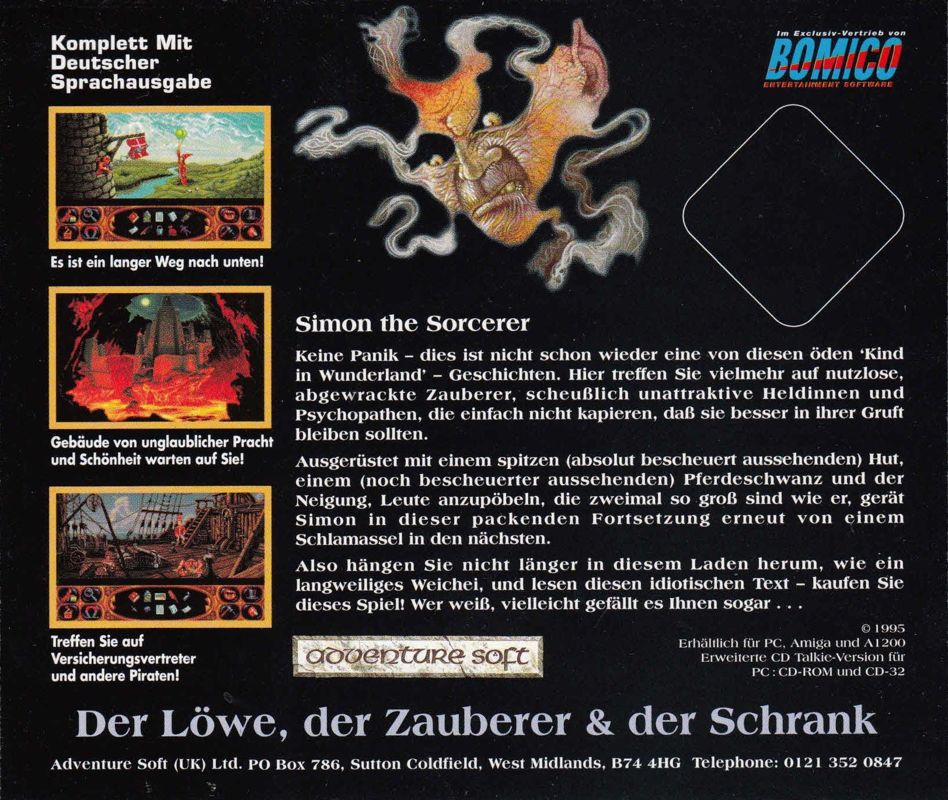 Other for Simon the Sorcerer II: The Lion, the Wizard and the Wardrobe (DOS): Jewel Case - Back
