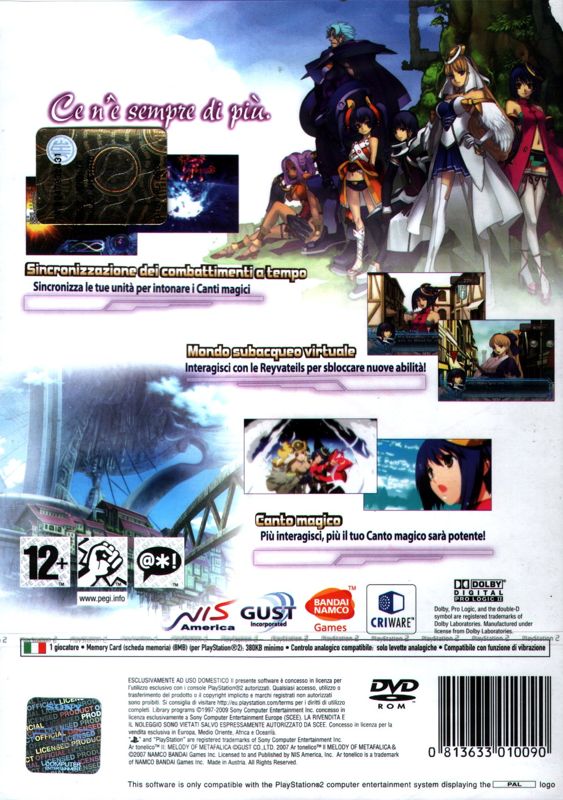 Back Cover for Ar tonelico II: Melody of Metafalica (PlayStation 2)