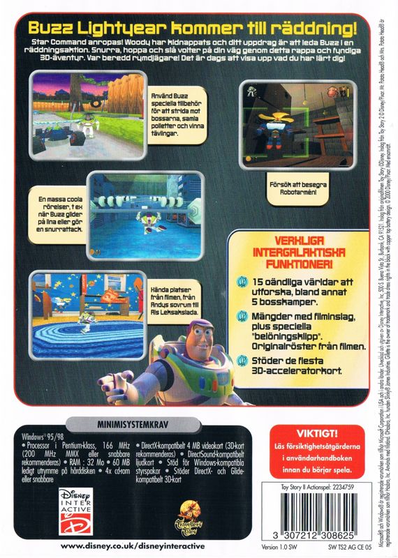 Back Cover for Disney•Pixar Toy Story 2: Buzz Lightyear to the Rescue! (Windows) (Disney Classics release)