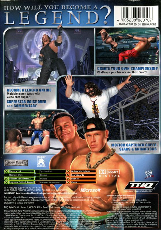 Back Cover for WWE WrestleMania 21 (Xbox)