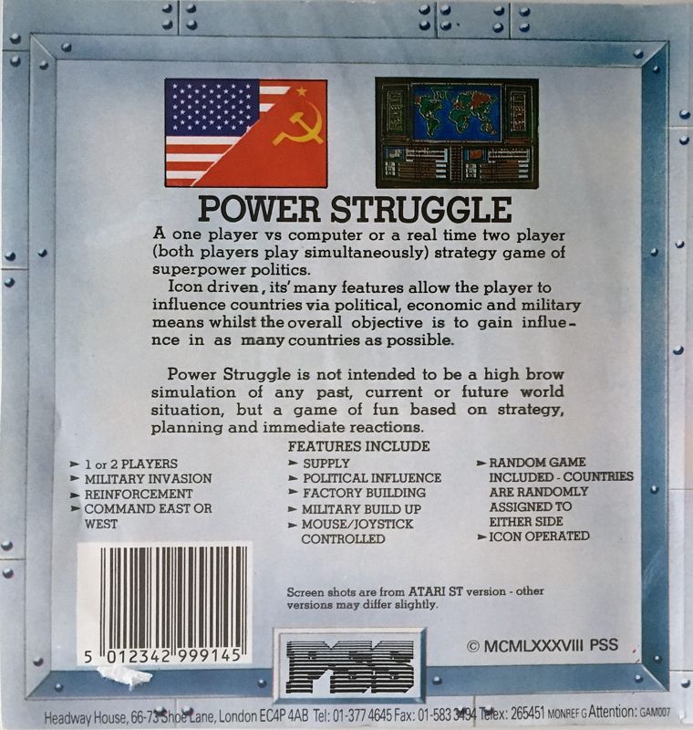 Back Cover for Power Struggle (DOS)