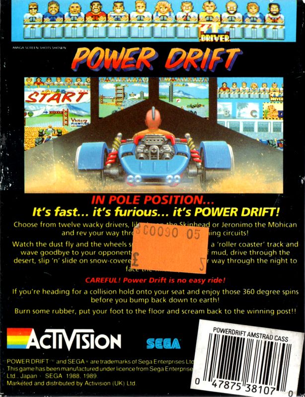 Back Cover for Power Drift (Amstrad CPC)