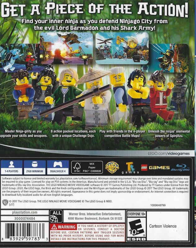 Back Cover for The LEGO Ninjago Movie Video Game (PlayStation 4)