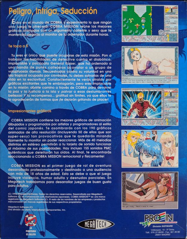 Back Cover for Cobra Mission (DOS)