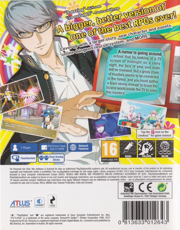 Persona 4 Golden cover or packaging material - MobyGames