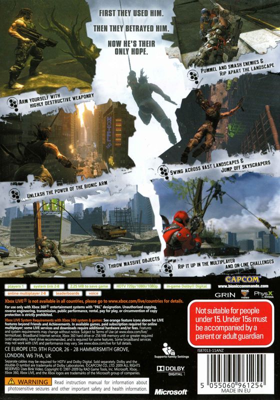 Back Cover for Bionic Commando (Xbox 360)