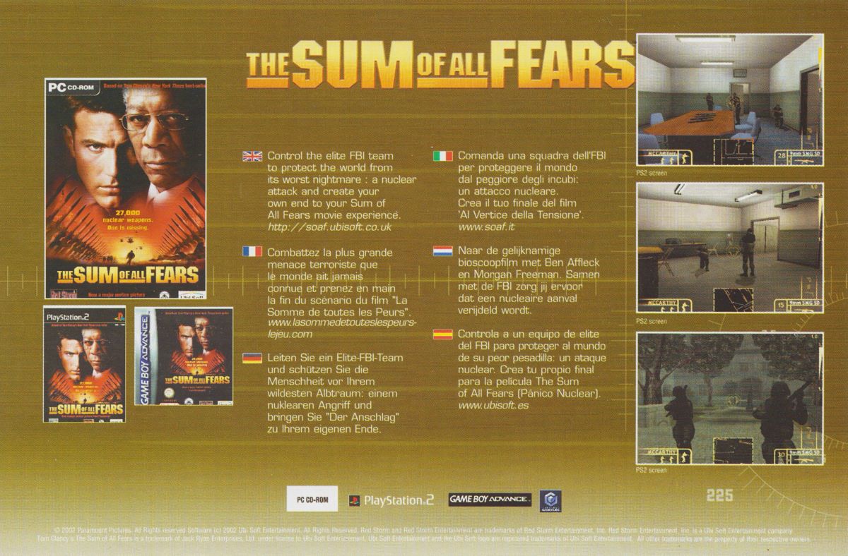 Advertisement for Tom Clancy's Splinter Cell (Windows): Leaflet - Back (3-folded)