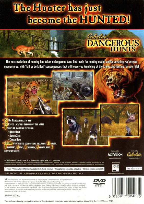 Back Cover for Cabela's Dangerous Hunts (PlayStation 2)