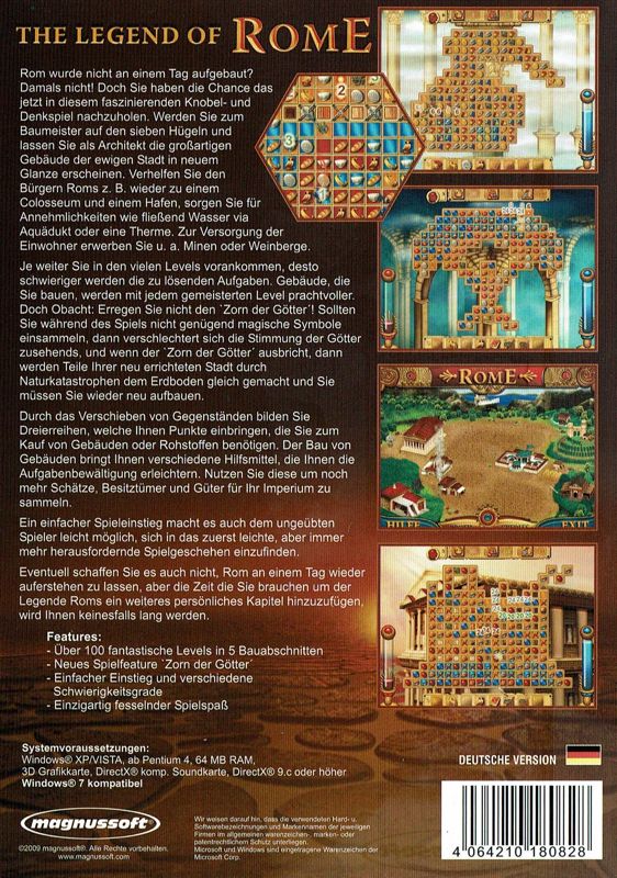 Back Cover for The Legend of Rome (Windows) (Re-release)