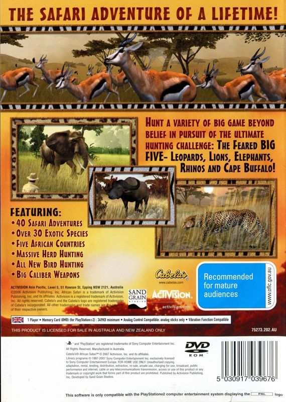 Back Cover for Cabela's African Safari (PlayStation 2)