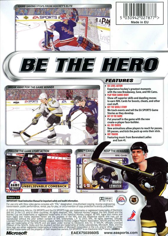 Back Cover for NHL 2002 (Xbox)