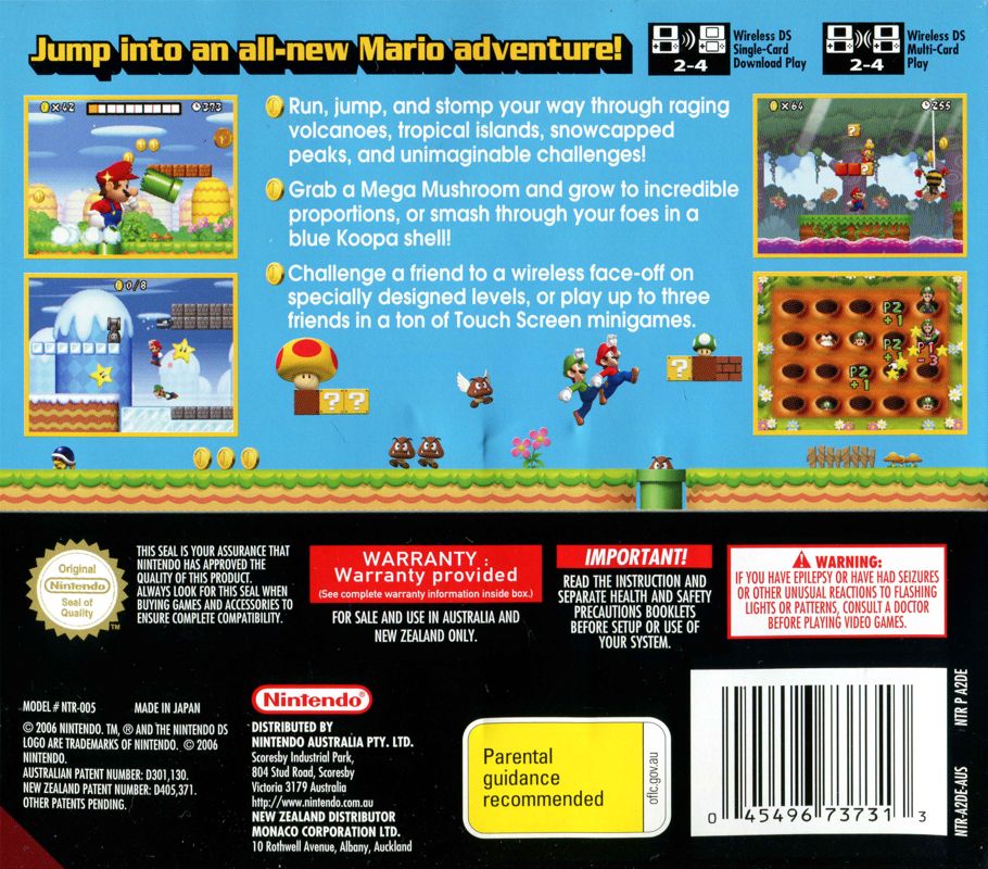 Back Cover for New Super Mario Bros. (Nintendo DS)