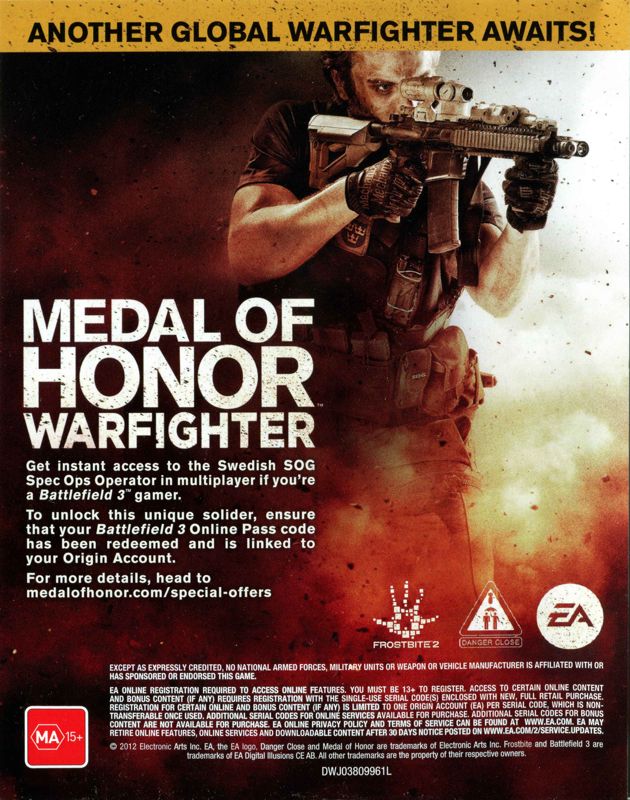 Advertisement for Medal of Honor: Warfighter (PlayStation 3): Flyer front