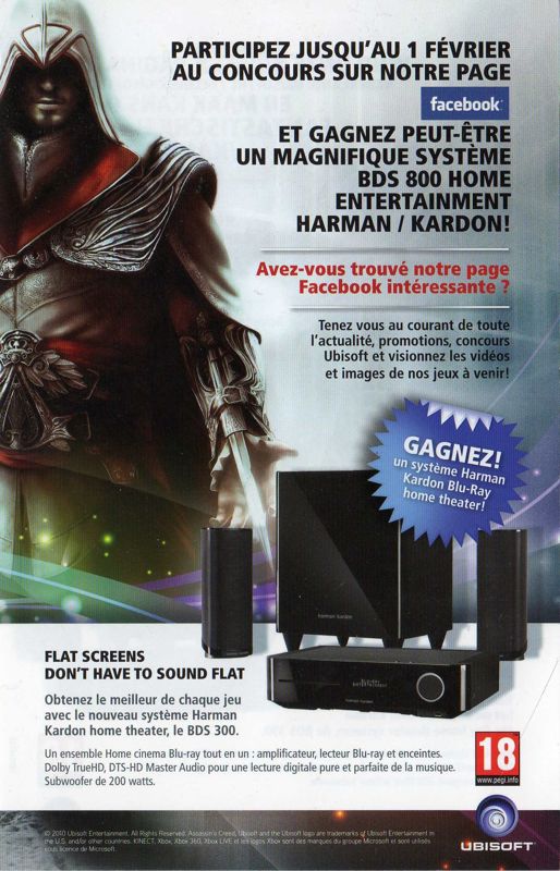 Advertisement for Assassin's Creed: Brotherhood (Xbox 360): Facebook like competition ad - back