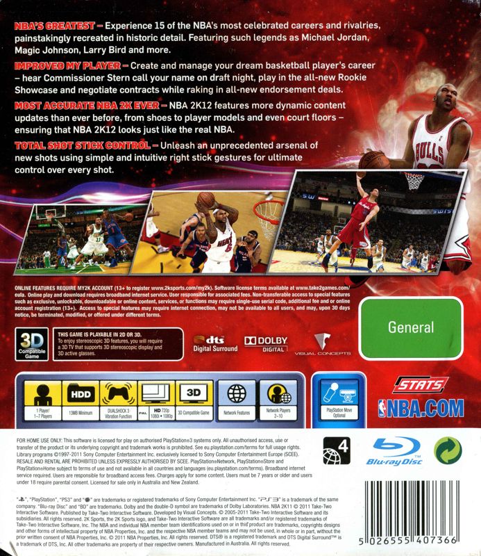 Back Cover for NBA 2K12 (PlayStation 3)