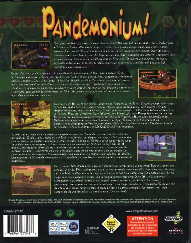 Back Cover for Pandemonium! (Windows)