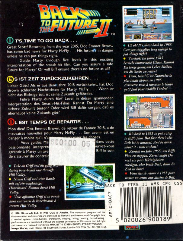 Back Cover for Back to the Future Part II (Amstrad CPC)