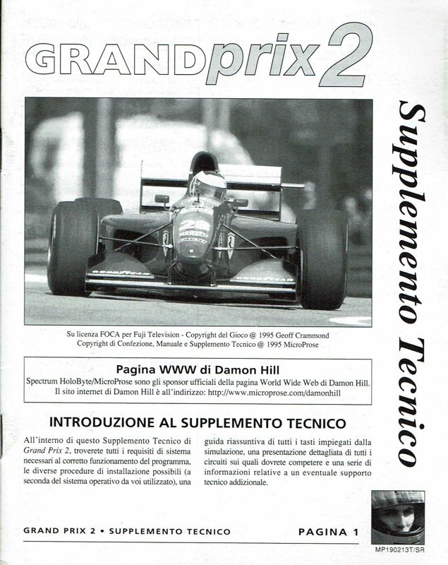 Reference Card for Grand Prix II (DOS): Front