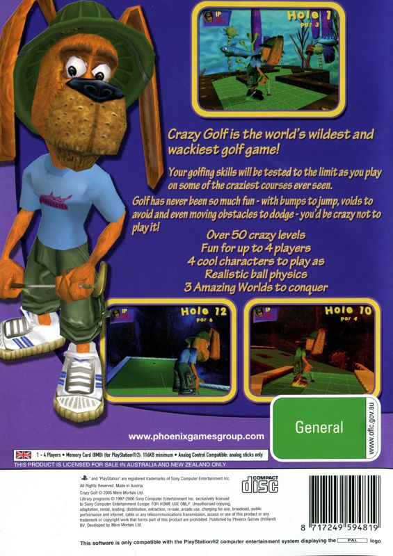 Back Cover for Crazy Golf (PlayStation 2)