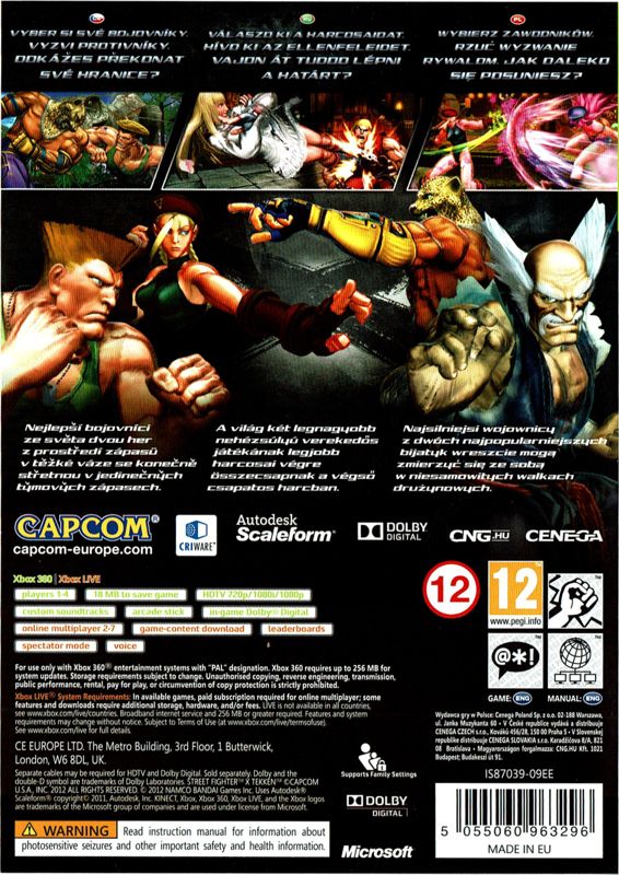 Back Cover for Street Fighter X Tekken (Xbox 360)