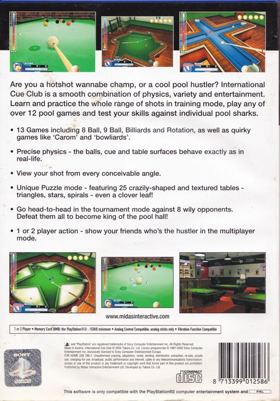 Back Cover for Real Pool (PlayStation 2)