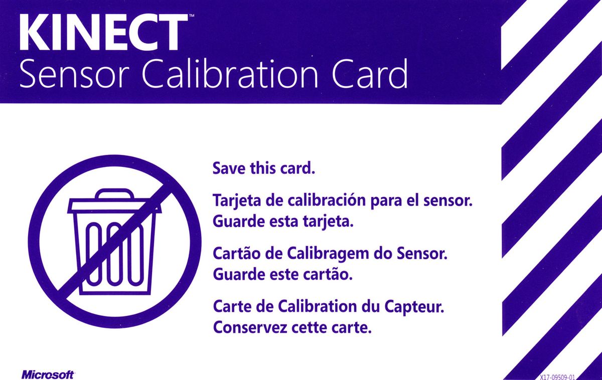 Extras for Kinect Adventures! (Xbox 360): Calibration card - back