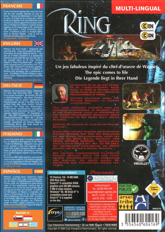 Back Cover for Ring: The Legend of the Nibelungen (Windows) (Multilingual DVD release (DVD-case))