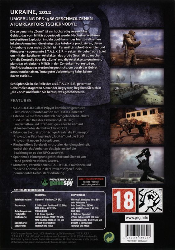 Other for S.T.A.L.K.E.R.: Call of Pripyat (Windows) (Software Pyramide release): Keep Case - Back