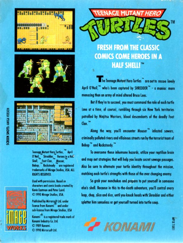 Back Cover for Teenage Mutant Ninja Turtles (Amstrad CPC)