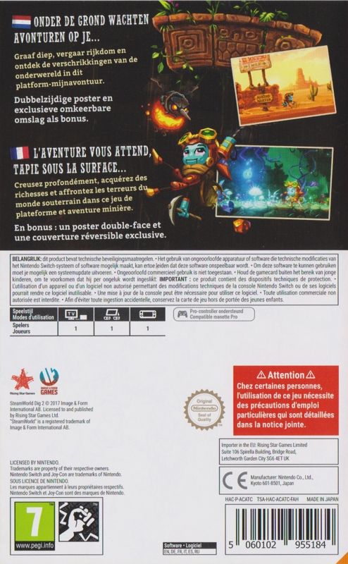 Back Cover for SteamWorld Dig 2 (Nintendo Switch)