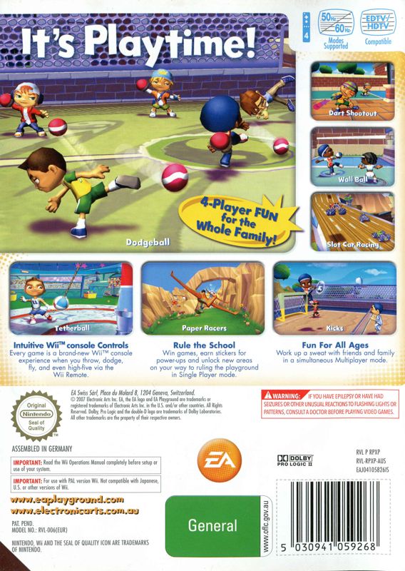 Back Cover for EA Playground (Wii)