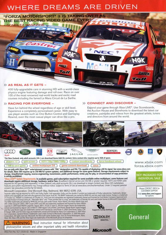  Forza Motorsport 3 - Xbox 360 : Video Games