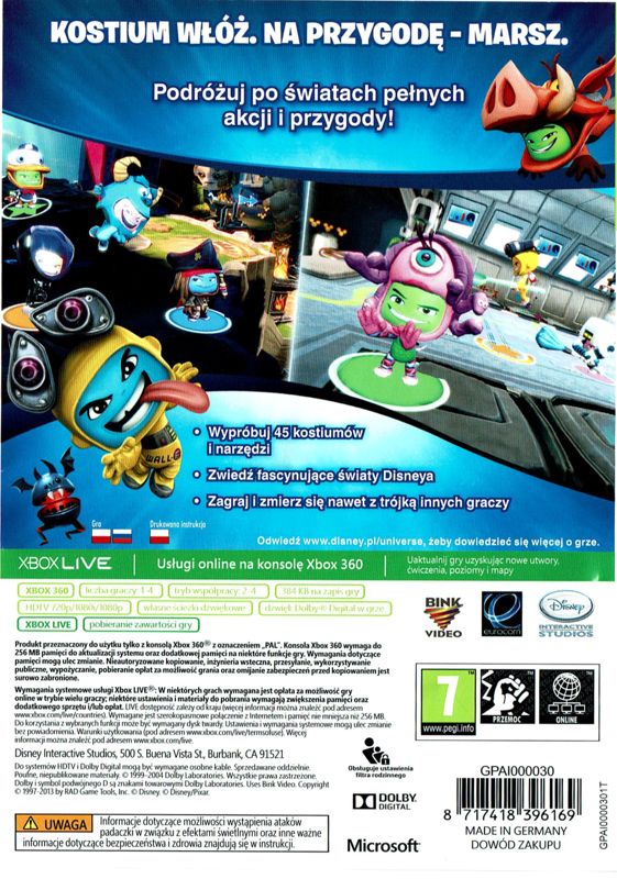 Back Cover for Disney Universe (Xbox 360)