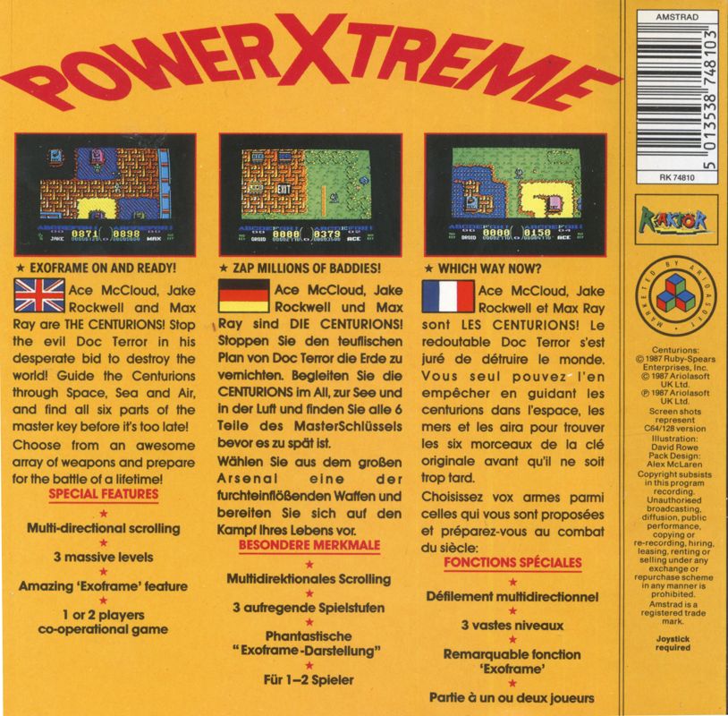 Back Cover for Centurions: Power X Treme (Amstrad CPC)