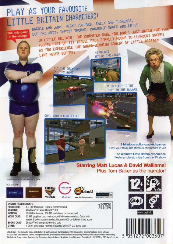 Back Cover for Little Britain: The Video Game (Windows) (European English release)