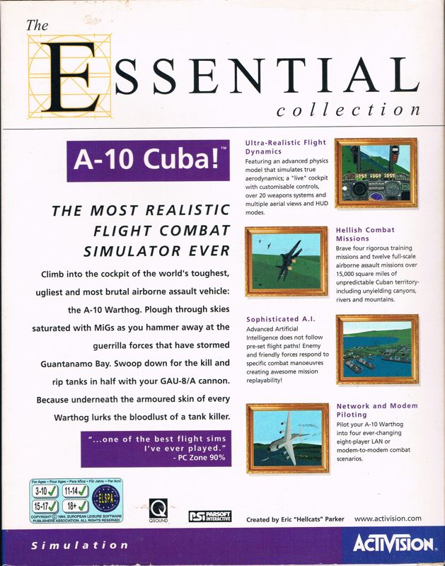 Back Cover for A-10 Cuba! (Windows) (The Essential Collection release)