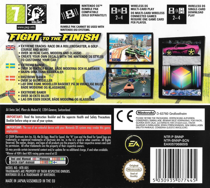 Back Cover for Need for Speed: Nitro (Nintendo DS)