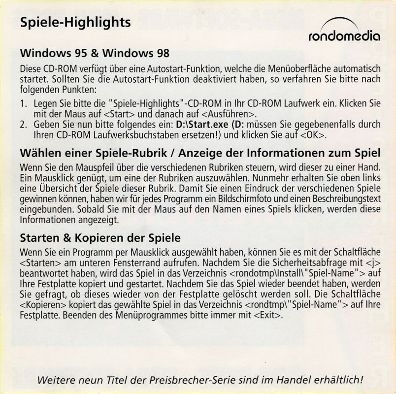 Inside Cover for CHAMP Kong (DOS) (PREISBRECHER: Top-Spiele Highlights budget release including Champ Kong)