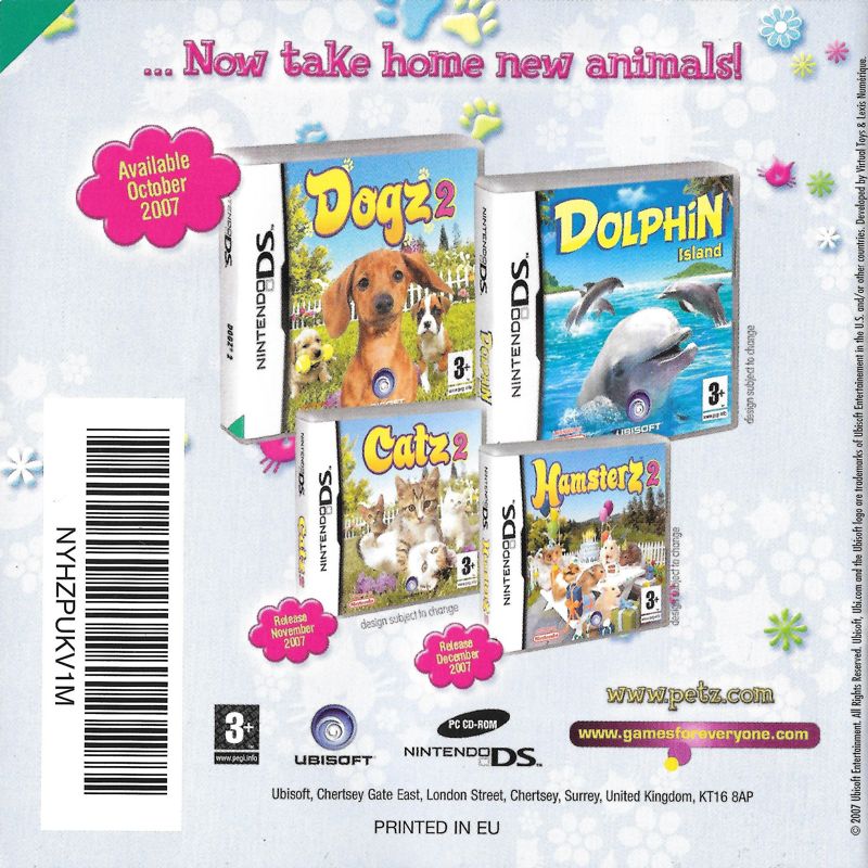 Manual for Petz: Horsez 2 (Nintendo DS): Back